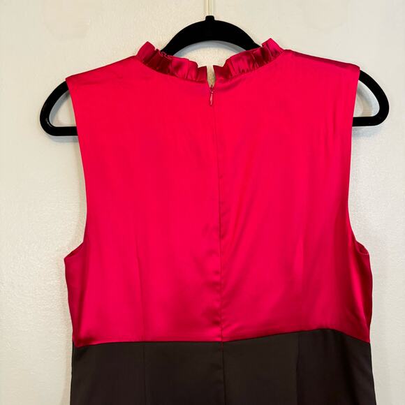 Alice+Olivia Jabot Dress M/L GOSSIP GIRL Waldorf Silk Wool Sleeveless Red Black - Picture 4 of 8